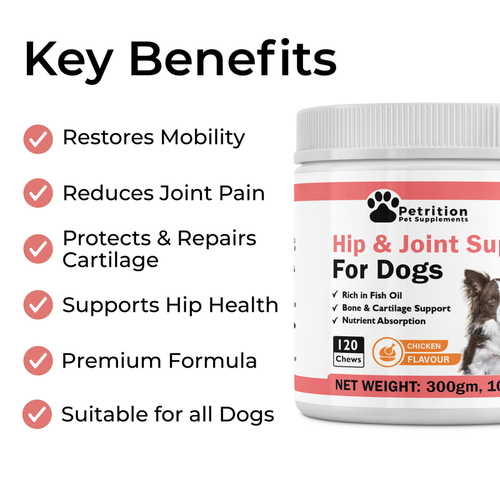 Petrition Hip and Joint Chews for Dogs - 120 Chews Chicken Flavour