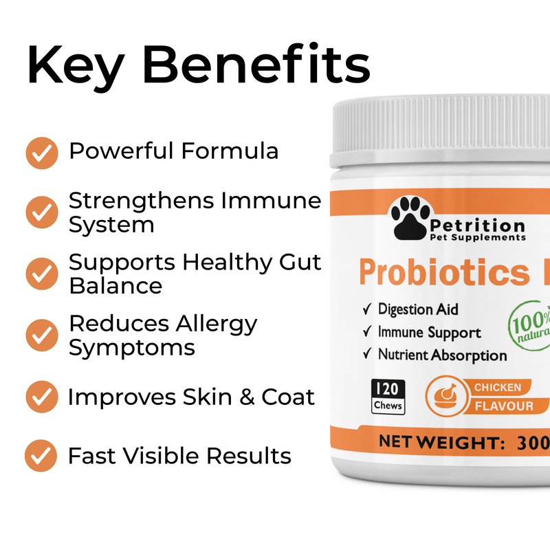 Petrition Probiotic Chews for Dogs - 120 Chews Chicken Flavour, Immune Support